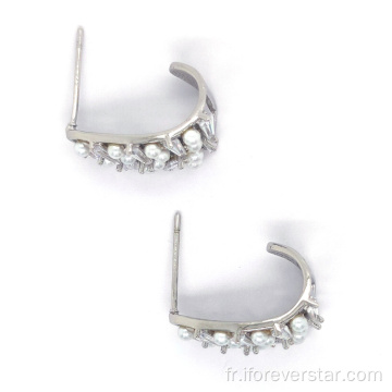 Véritable Perle Silver Bijoux 925 Boucles d&#39;oreilles Sterling